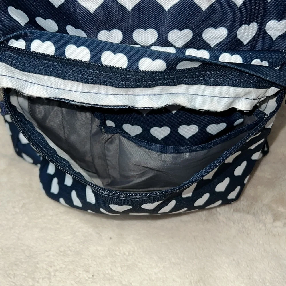 Jansport Superbreak Navy With White Hearts Backpack